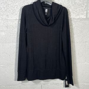 ID Ideology Mushy Knit Cowlneck Top black XS